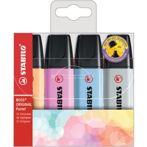 Stabilo BOSS original Pastel 2-5 mm Szövegkiemelő készlet - Vegyes színek (4 db / csomag)