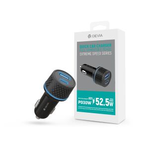 Devia szivargyújtó töltő adapter USB + Type-C bemenettel - 52,5W - Devia ExtremeSpeed Series Quick Car Charger PD 30W + QC 3.0 - fekete (ST354663) 145344889 - Incarcatoare auto