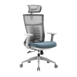 RaidMax EK601 ergonómikus gamer szék, szürke hálós háttámla, teljes nézet - Gaming