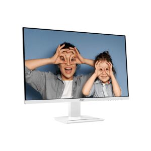 MSI PRO MP273QW E2 27-inch WQHD IPS Monitor, white, angled view with image on screen - MSI Monitor