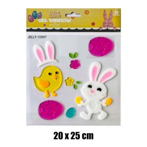 Autocolante gel pentru fereastră IRIS de Paște cu iepuraș și pui, 20x25cm - Iris
