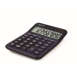 Sharp ELM-335B-BL sötétkék napelemes asztali számológép ferde nézet - Sharp