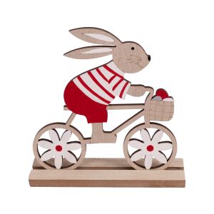 Iris Osterhase aus Holz auf Fahrraddekoration, rot und weiß - Iris