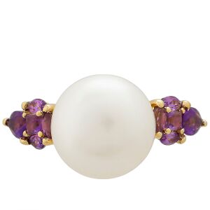9K Arany Gyűrű Ametiszttel és Édesvízi Gyönggyel - Elegáns Design 139704132 - Női kiegészítő