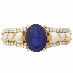 9K Arany Gyűrű Thai Zafírral és Gyémánt Akcentussal - Elegáns Női Ékszer 139704135 - Divat & Öltözködés