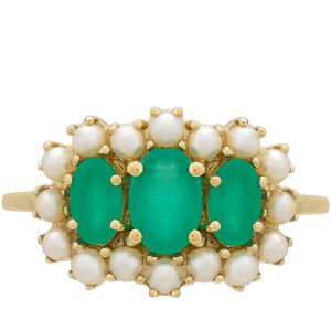 9K Arany Gyűrű Brazil Smaragddal és Édesvízi Gyönggyel 139704138 - Női kiegészítő