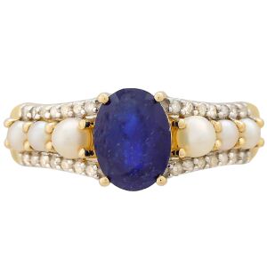 9K Arany Gyűrű Thai Zafírral és Gyémántokkal - Elegáns Design 139704149 - Női kiegészítő