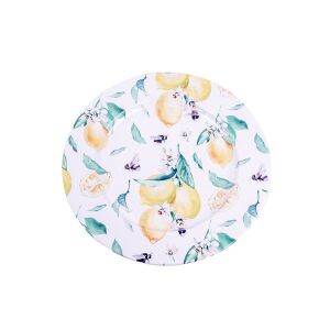 IRIS Citrom Mintás Kör Alakú Bádog Tálca - 33cm