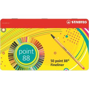 STABILO Point 88 tűfilc készlet - 50 szín, 0.4mm, fém doboz 139705509 - Toll & Ceruza