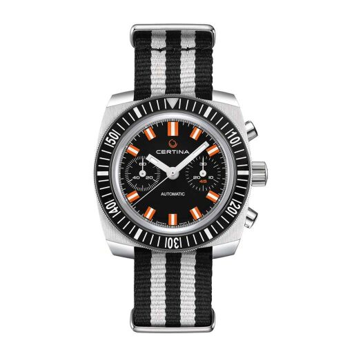 Certina DS Chronograph Automatic 1968 férfi karóra fekete-fehér csíkos szíjjal - Divat és öltözködés