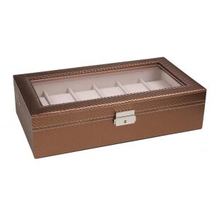 Bronzbarna karbon mintás óratartó doboz 12 db órához 139745586 - Óraforgató & óratartó doboz