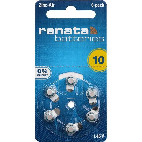Renata ZA10 hallókészülék gombelem 6db/csomag 139746675 - Renata