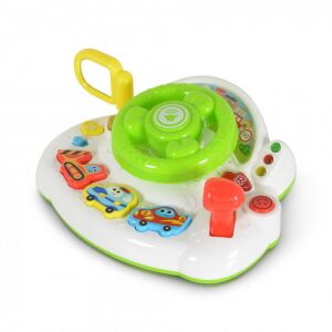 MŰANYAGJÁTÉK zenélő, világító kormány ZÖLD/FEHÉR