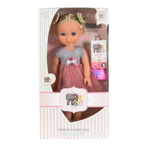 BABA 36 cmes szőke SZÜRKE/PINK ruhával