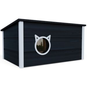 Chill XXL izolat Cat House cu ușă de protecție termică #grafit-alb