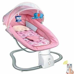 WePro Store 3-in-1 Elektrische Babyschaukel mit Bluetooth und USB-Laufwerk, 12 Lieder mit Lautstärkeregler, Fernbedienung, waschbare Matratze, Spielzeug, Moskitonetz, ideal für 0–6 Jahre, Ros