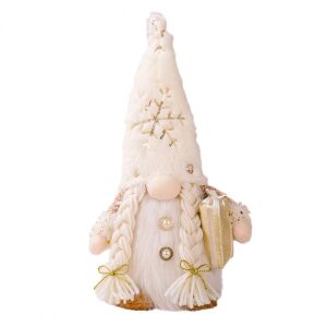 Vianočný svietiaci škriatok na batérie 30 cm zlatý z plyšu KSN02Z