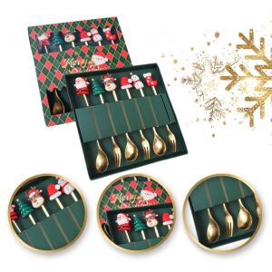 Sada lyžičiek s vianočnými figúrkami, 6 kusov v krabičke, zlaté 16,8 x 2,9 cm lyz6. 143398397 - Príbory