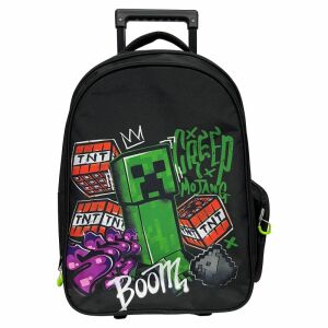 Školský batoh na kolieskach Minecraft METRO ART s motívom Creeper a TNT - Minecraft