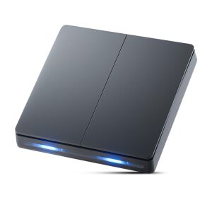 Zadabso® intelligens kapcsoló, WiFi Tuya Smart Life, 2 csatorna, Alexa és Google Home kompatibilis, App vezérlés, vezetékes, hangvezérlés, nincs szükség központra, fekete színű