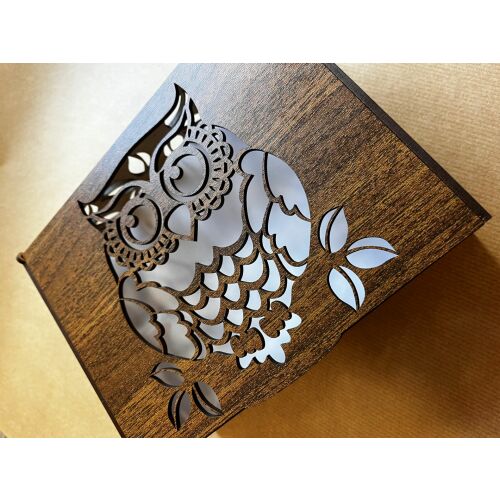 Bagoly mintás lézervágott, egyedi ajándékdoboz 139767750