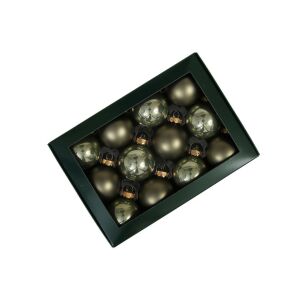 Olajzöld üveg karácsonyi gömbök 5cm 12db 144046849 - Karácsonyfadísz