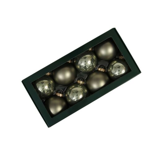 Olajzöld üveg karácsonyi gömbök 8cm 8db 144046856