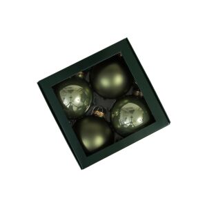 Olajzöld üveg karácsonyi gömb 10cm 4db 144046850 - Karácsony