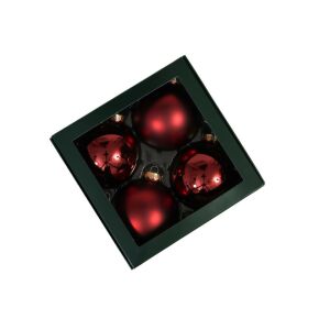 Sötét piros üveg karácsonyi gömbök 10cm 4db 144046851 - Karácsony