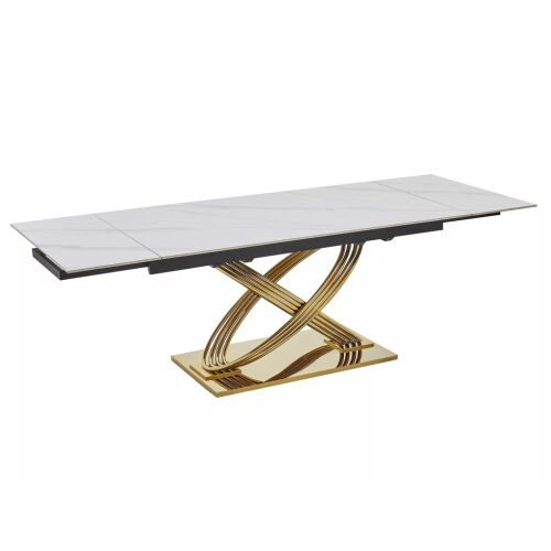 Hermes II Kinyitható Kerámia Étkezőasztal Márvány Fehér Arany 139768754