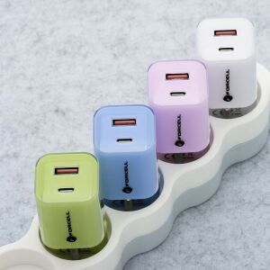 Forcell F-Energy GaN III Crystal Color USB C + USB A QC4.0 PD 33W Telefon töltő + USB C - USB C Kábel VT-41 Kék