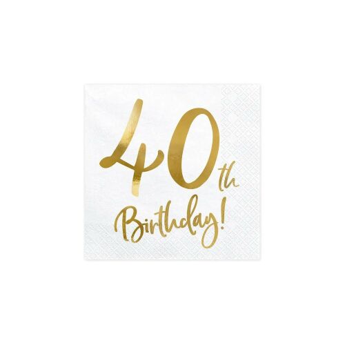 PartyDeco születésnapi szalvéta, 40, 33×33 cm, 20 db 139782537