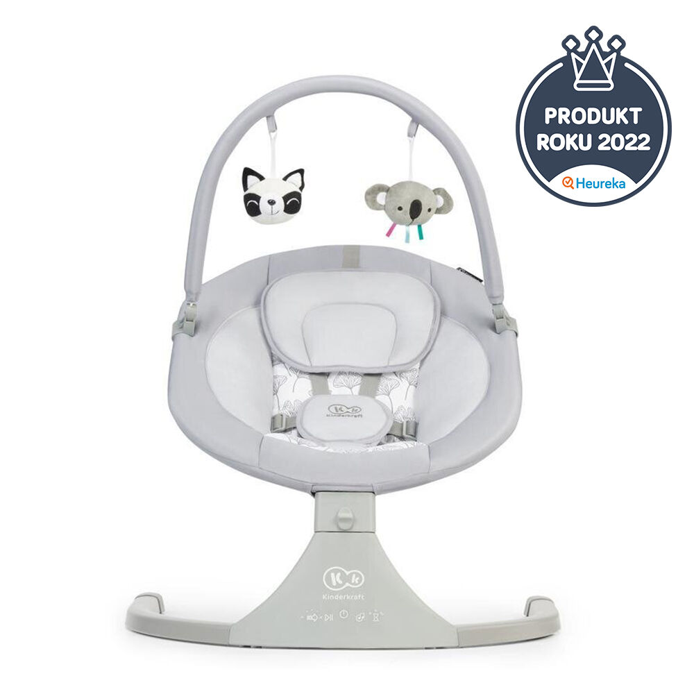 E-shop KINDERKRAFT Luli 2 v 1 Hojdacie a hudobné lehátko, Sivé, do 9 kg