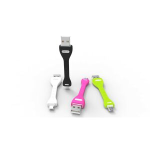 Btech BTU-5020 USB kábel, hajlékony mini USB kábelek fehér, fekete, rózsaszín és zöld színben - USB kábel