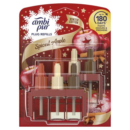 Ambi Pur 3Volution Spiced Apple пълнители за електрически освежител за въздух, зимно издание, бори се с миризмите и освежава до 180 дни