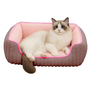 Teno® Pet Bed, párnázott, puha, pihe-puha és meleg, kutyáknak és macskáknak, téglalap alakú, magasított peremmel, S méret, rózsaszínű 140793052 - Állattartás