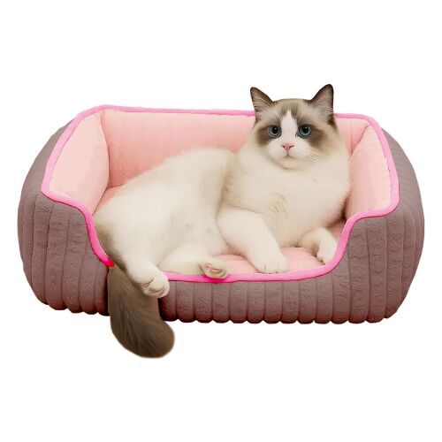 Teno® Pet Bed, párnázott, puha, pihe-puha és meleg, kutyáknak és macskáknak, téglalap alakú, magasított peremmel, S méret, rózsaszínű 140793052