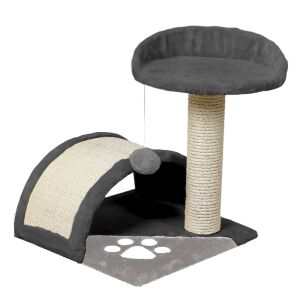 Teno® játszószett macskáknak, 1 szint, ülőfelület, kötél és játéklabda, kaparófa, extra puha bélés, stabil szerkezet, 42 cm, sötétszürke színű. 139951024 - Állattartás