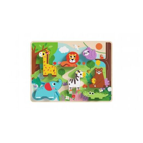 TOOKY drevené puzzle so zvieratkami pre batoľatá, 8 dielikov