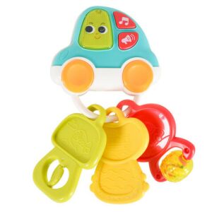 HOLA zenélő autós kulcstartó, baba csörgő és rágóka - Moni