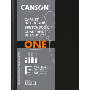 Canson One 196 lapos 27,9x35,6 cm álló tájolású Sima rajzpapírfüzet - Fekete 139840425 - Canson