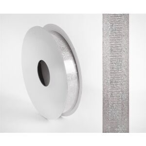 Iris Karácsonyi Hópihés díszítő textil szalag 15mm/10méter - Ezüst