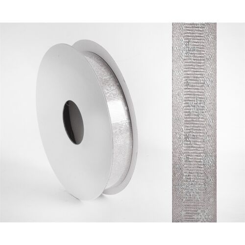 Iris Karácsonyi Hópihés díszítő textil szalag 15mm/10méter - Ezüst 139840586