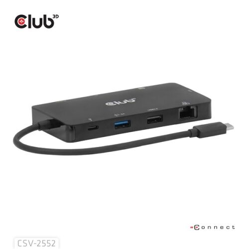 Club3D CSV-2552 USB-C Dokkoló Állomás Dual HDMI-vel és 100W Teljesítmény Szállítással