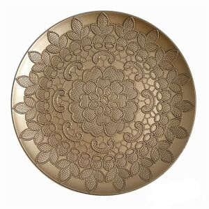 Iris 33 cm-es arany fém csipkemintás dekorációs tálca - Iris