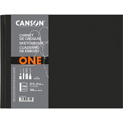 Canson One 196 lapos 27,9x21,6 cm fekvő tájolású Sima rajzpapírfüzet - Fekete