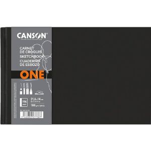 Canson One 196 lapos 21,6x14 cm fekvő tájolású sima rajzpapírfüzet - Fekete 139841580 - Canson
