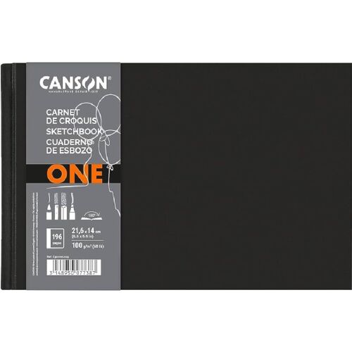 Canson One 196 lapos 21,6x14 cm fekvő tájolású sima rajzpapírfüzet - Fekete 139841580