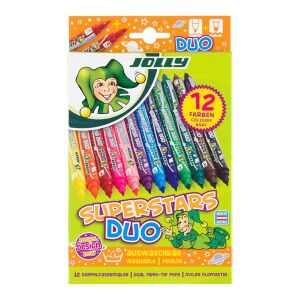 Jolly Superstars Duo kétvégű Filctoll készlet - Vegyes színek (12 db / csomag) 139841736 - Filctoll