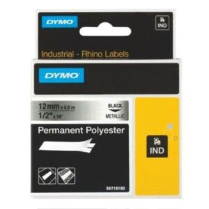 Feliratozó szalag DYMO ID1 12mm x 5,5m poliészter metál alapon fekete írásszín 139821481 - Dymo